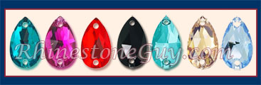 Swarovski Pear Light Siam, Turquoise, Blue Zircon, Jet, Fuchsia